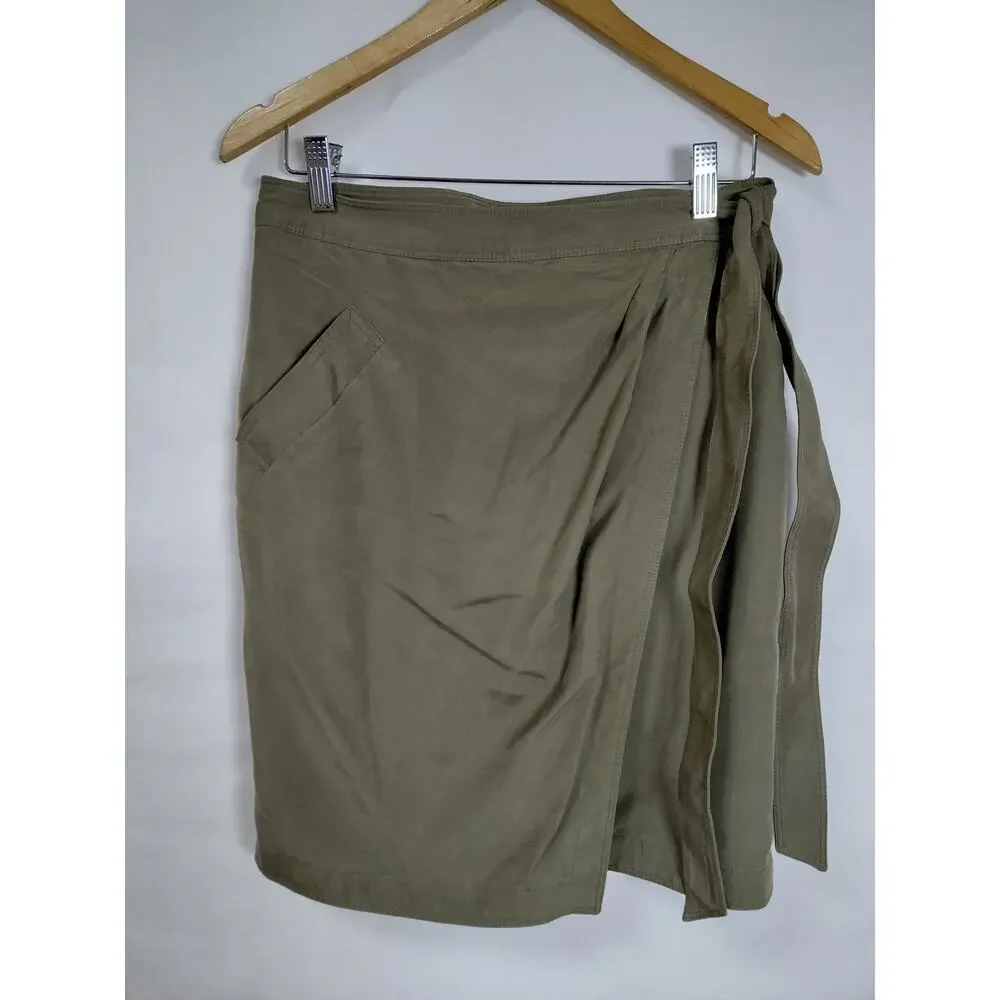 Banana Republic Green Wrap Tie Waist Lined Skirt Women Size 4